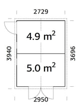 Dan 9.9m2 (2.73x3.7m | 16mm) Valmis seinaelementidest kaheruumiline aiakuur