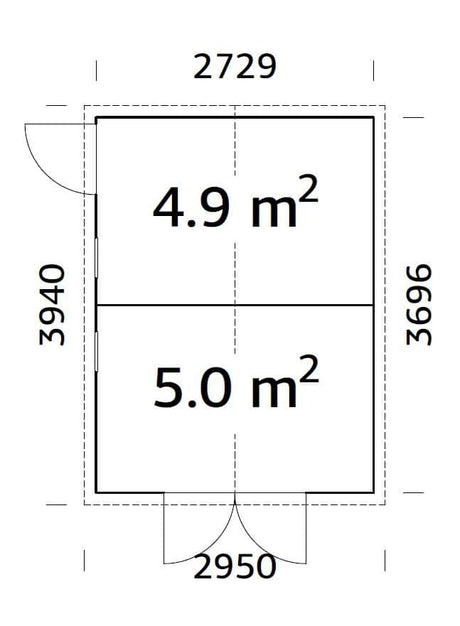 Dan 9.9m2 (2.73x3.7m | 16mm) Valmis seinaelementidest kaheruumiline aiakuur