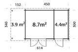 Ella 13.1+3.9m2 (5.9x3m | 28mm) Varikatusega aiakuur