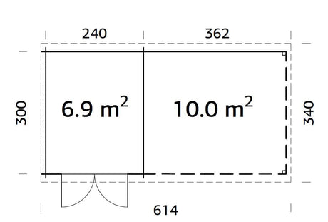 Ella 6.9+10m2 (5.9x3m | 28mm) Varikatusega aiakuur