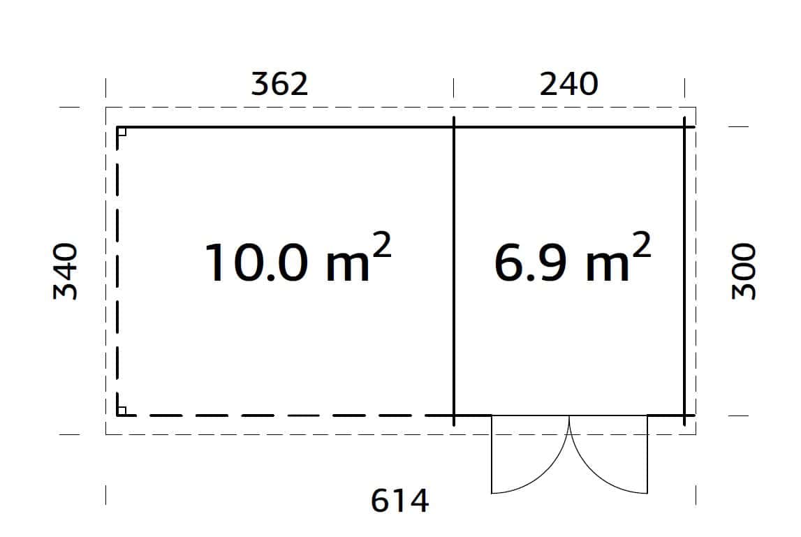 Ella 6.9+10m2 (5.9x3m | 28mm) Varikatusega aiakuur