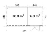 Ella 6.9+10m2 (5.9x3m | 28mm) Varikatusega aiakuur
