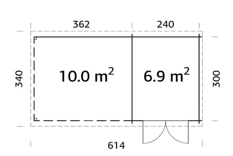 Ella 6.9+10m2 (5.9x3m | 28mm) Varikatusega aiakuur