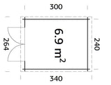 Ella 6.9m2 (2.4x3m | 28mm) Väike lamekatusega aiakuur