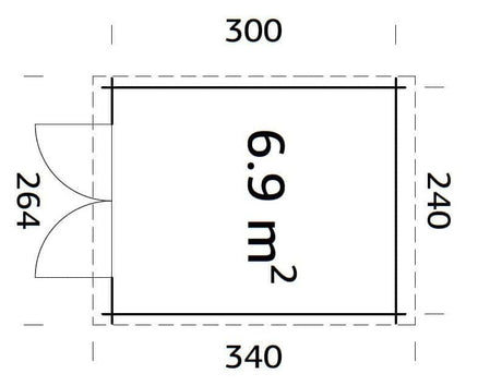 Ella 6.9m2 (2.4x3m | 28mm) Väike lamekatusega aiakuur
