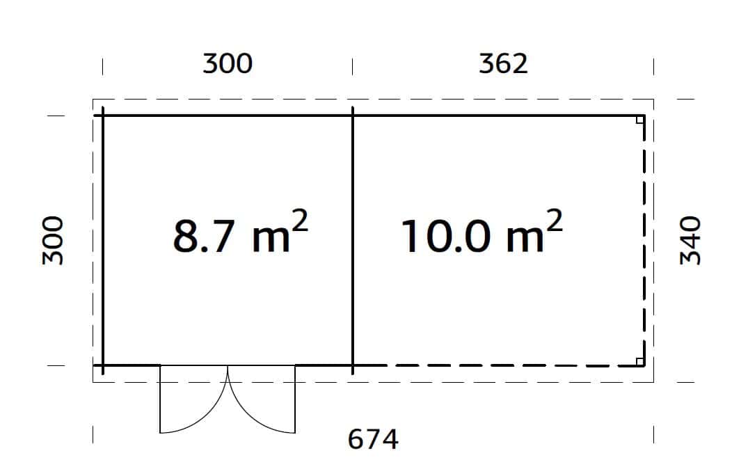 Ella 8.7+10m2 (6.5x3m | 28mm) Varikatusega aiakuur