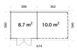 Ella 8.7+10m2 (6.5x3m | 28mm) Varikatusega aiakuur