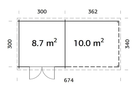 Ella 8.7+10m2 (6.5x3m | 28mm) Varikatusega aiakuur