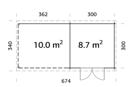 Ella 8.7+10m2 (6.5x3m | 28mm) Varikatusega aiakuur