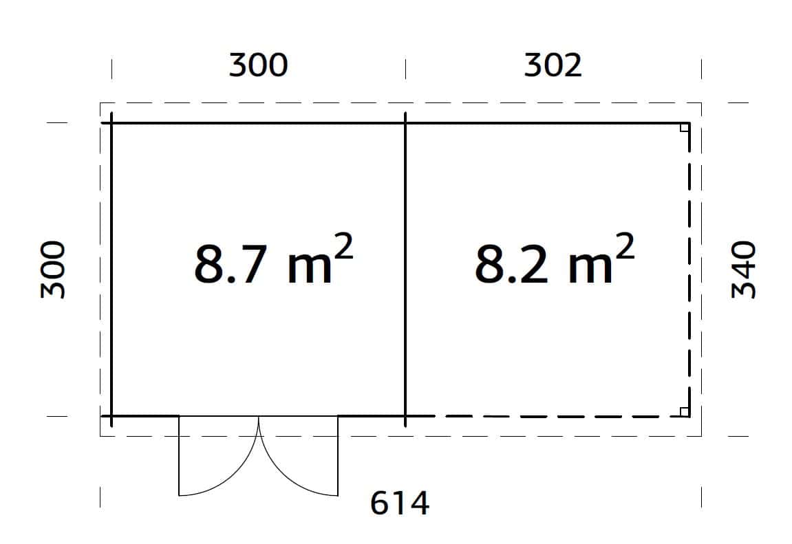 Ella 8.7+8.2m2 (5.9x3m | 28mm) Varikatusega aiakuur
