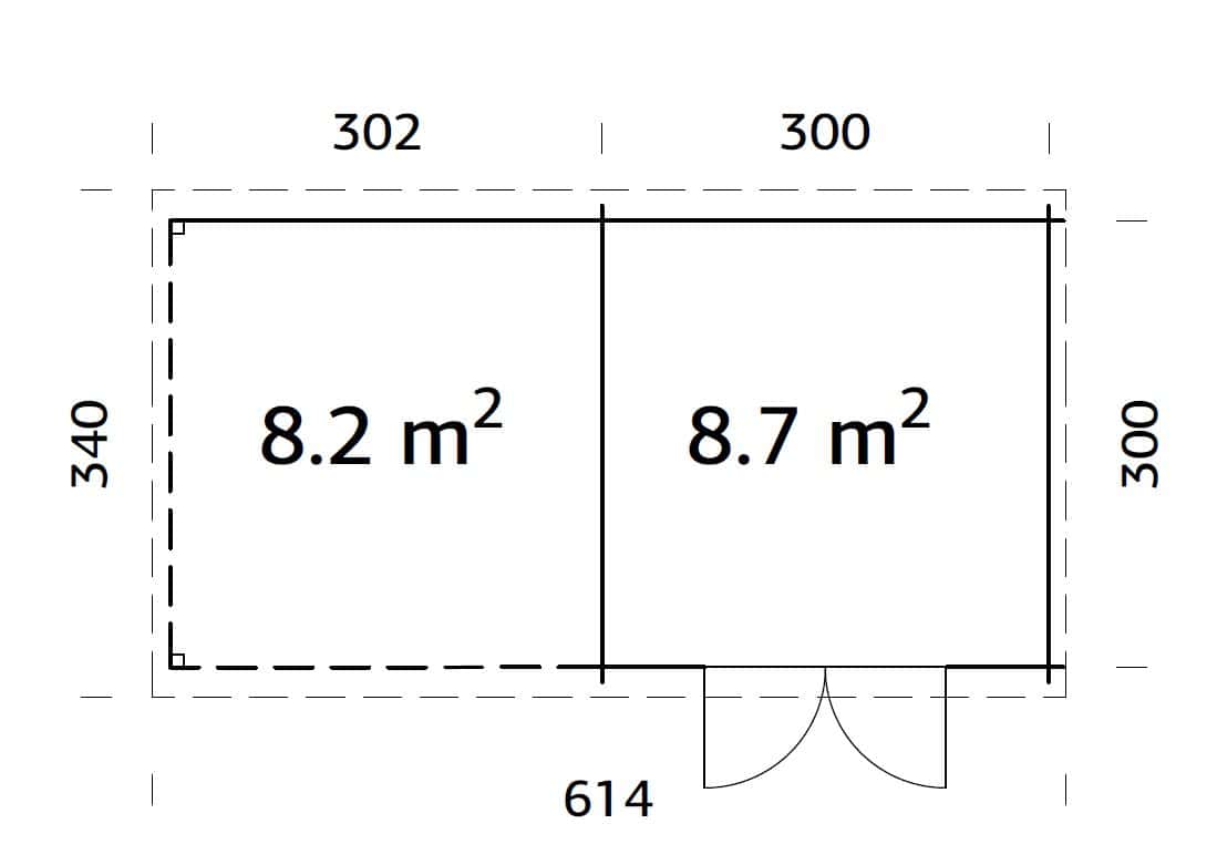 Ella 8.7+8.2m2 (5.9x3m | 28mm) Varikatusega aiakuur
