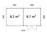 Ella 8.7+8.2m2 (5.9x3m | 28mm) Varikatusega aiakuur