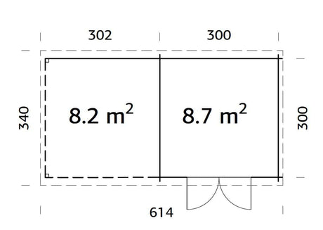 Ella 8.7+8.2m2 (5.9x3m | 28mm) Varikatusega aiakuur