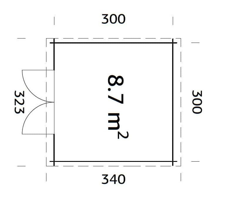 Ella 8.7m2 (3x3m | 28mm) Lamekatusega aiakuur