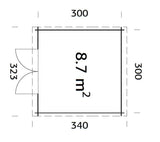 Ella 8.7m2 (3x3m | 28mm) Lamekatusega aiakuur