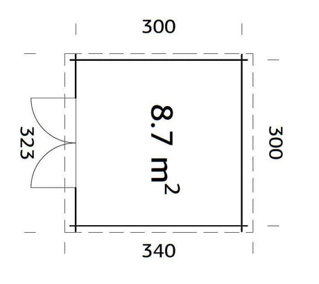 Ella 8.7m2 (3x3m | 28mm) Lamekatusega aiakuur