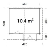 Emma 10.4m2 (3.6x3m | 34mm) Alpi stiilis freespruss-aiamaja