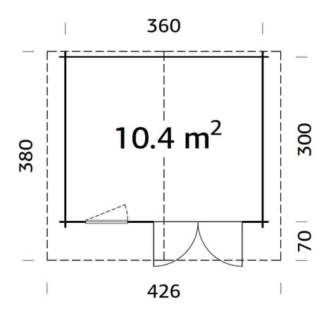 Emma 10.4m2 (3.6x3m | 34mm) Alpi stiilis freespruss-aiamaja