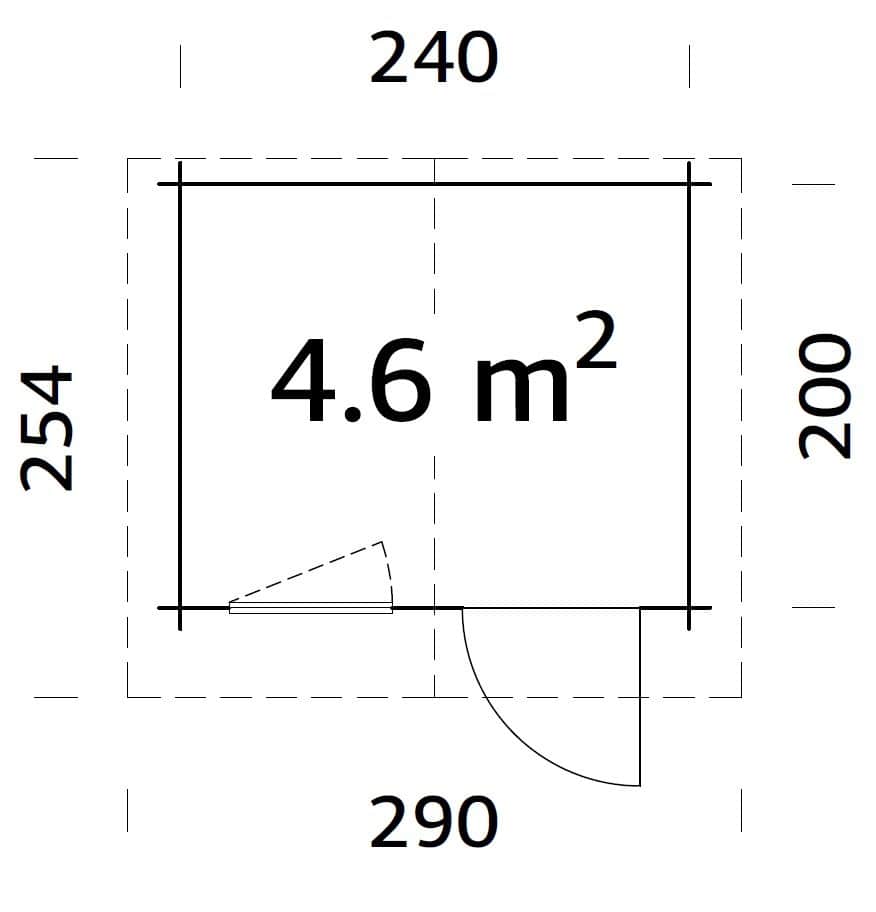 Emma 4.6m2 (2.4x2m | 28mm) Kompaktne Alpi stiilis freespruss-aiakuur