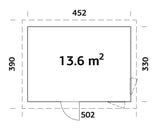 Etta 13.6m2 (4.52x3.3m | 18mm) Valmis seinaelementidest kaldkatusega aiamaja