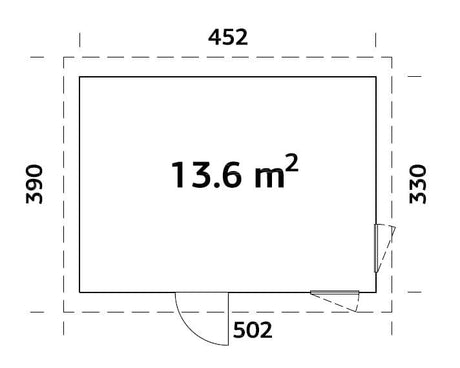 Etta 13.6m2 (4.52x3.3m | 18mm) Valmis seinaelementidest kaldkatusega aiamaja