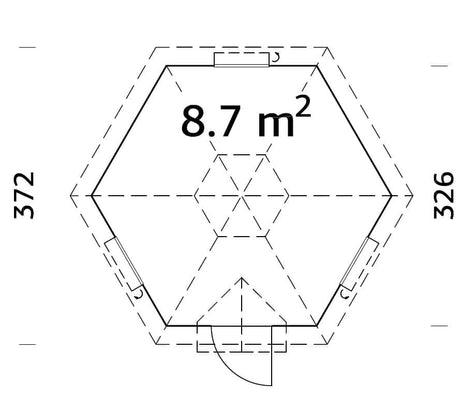 Eva 8.7m2 (3.26m | 44mm) Kuusnurkne grillkoda