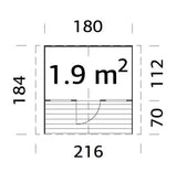 Felix 1.9m2 (1.8x1.12m | 16mm) Valmis seinaelementidest mängumaja