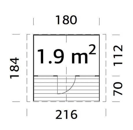Felix 1.9m2 (1.8x1.12m | 16mm) Valmis seinaelementidest mängumaja