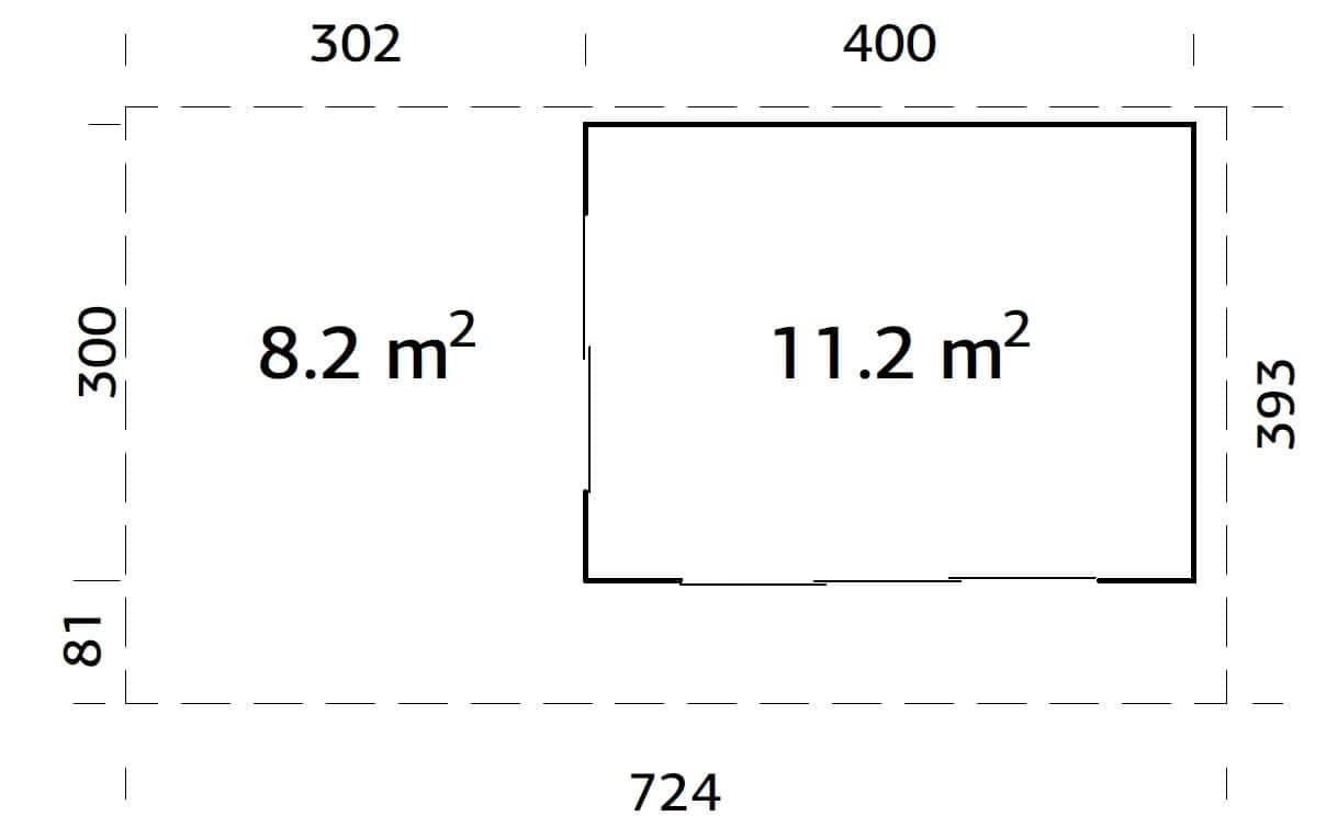 Grace 11.2+8.2m2 Slide Plus (4x3m | 56mm) Liimpuitelementidest aiamaja varikatuse ja topeltklaasiga lükandustega