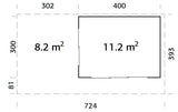 Grace 11.2+8.2m2 Slide Plus (4x3m | 56mm) Liimpuitelementidest aiamaja varikatuse ja topeltklaasiga lükandustega