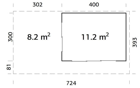 Grace 11.2+8.2m2 Slide Plus (4x3m | 56mm) Liimpuitelementidest aiamaja varikatuse ja topeltklaasiga lükandustega