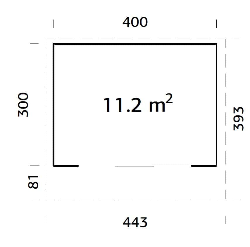 Grace 11.2m2 Slide Plus (4x3m | 56mm) Liimpuitelementidest aiamaja varikatuse ja topeltklaasiga lükandustega