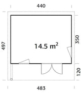 Grace 14.5m2 (4.4x3.5m | 56mm) Liimpuitelementidest aiamaja