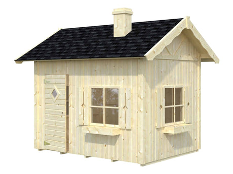 Grete 3.7m2 (2.33x1.75m | 16mm) Valmis seinaelementidest mängumaja magamislavatsiga