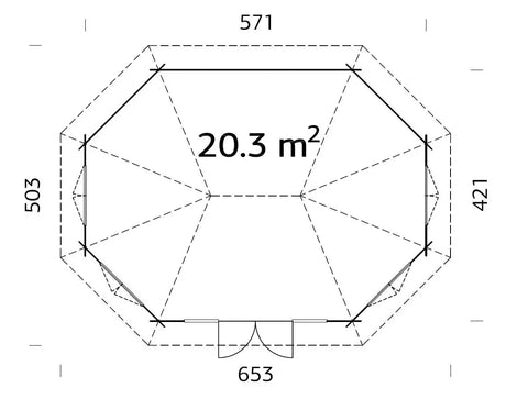 Hanna 20.3 (5.7x4.2m | 44mm) Avar ja valgusküllane paviljon