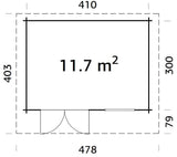 Heidi 11.7m2 (4.1x3m | 44mm) Kaldkatusega freespruss-aiamaja