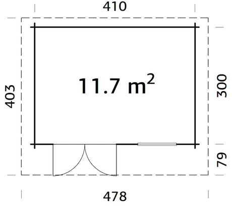 Heidi 11.7m2 (4.1x3m | 44mm) Kaldkatusega freespruss-aiamaja