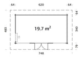 Heidi 19.7m2 (6.2x3.4m | 70mm) Kaldkatusega freespruss-aiamaja