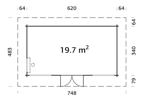 Heidi 19.7m2 (6.2x3.4m | 70mm) Kaldkatusega freespruss-aiamaja