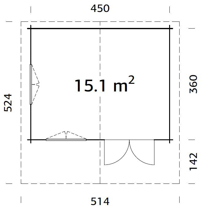 Helena 15.1m2 (4.5x3.6m | 70mm) Vastupidav freespruss-aiamaja