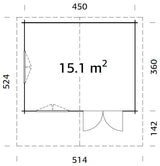 Helena 15.1m2 (4.5x3.6m | 70mm) Vastupidav freespruss-aiamaja