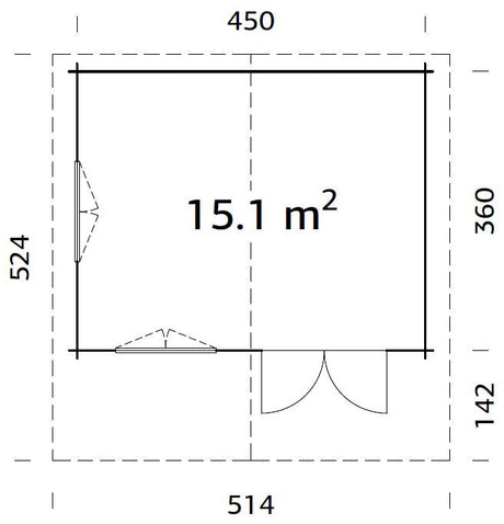 Helena 15.1m2 (4.5x3.6m | 70mm) Vastupidav freespruss-aiamaja