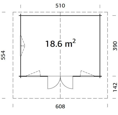 Helena 18.6m2 (5.1x3.9m | 70mm) Traditsiooniline freespruss-aiamaja