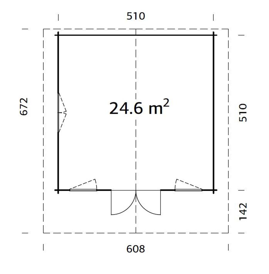 Helena 24.6m2 (5.1x5.1m | 70mm) Traditsiooniline freespruss-aiamaja