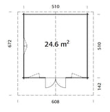 Helena 24.6m2 (5.1x5.1m | 70mm) Traditsiooniline freespruss-aiamaja