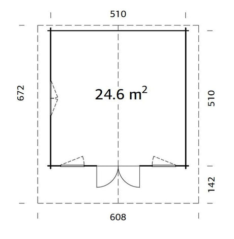 Helena 24.6m2 (5.1x5.1m | 70mm) Traditsiooniline freespruss-aiamaja