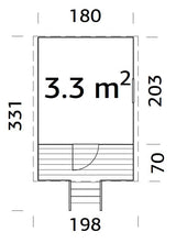 Huck 3.3m2 (1.8x2.03m | 16mm) Valmis seinaelementidest jalgadel mängumaja