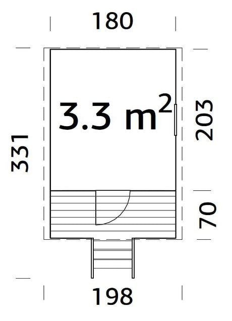 Huck 3.3m2 (1.8x2.03m | 16mm) Valmis seinaelementidest jalgadel mängumaja