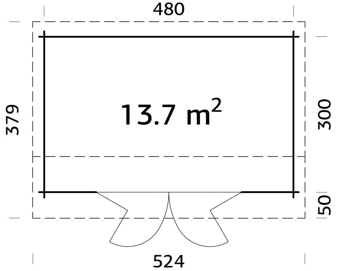 Ines 13.7m2 (4.8x3m | 44mm) Ruumikas freespruss-aiamaja voldikustega
