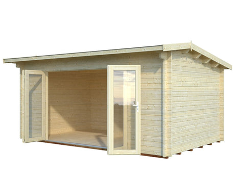Ines 13.7m2 (4.8x3m | 44mm) Ruumikas freespruss-aiamaja voldikustega